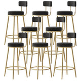 White Round Metal Footrest Upholstered Armless Bar Stool Image - 10