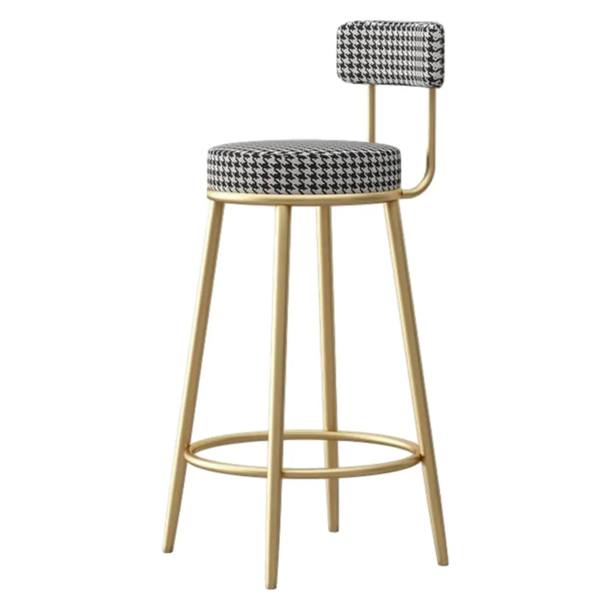 White Round Metal Footrest Upholstered Armless Bar Stool Image - 11