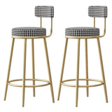 White Round Metal Footrest Upholstered Armless Bar Stool Image - 14