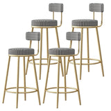 White Round Metal Footrest Upholstered Armless Bar Stool Image - 16