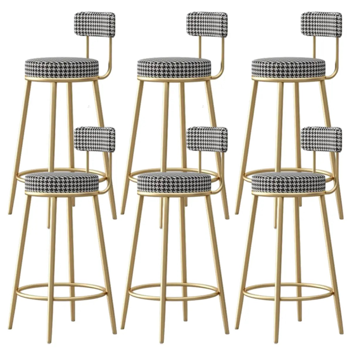 White Round Metal Footrest Upholstered Armless Bar Stool Image - 17