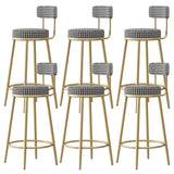 White Round Metal Footrest Upholstered Armless Bar Stool Image - 17