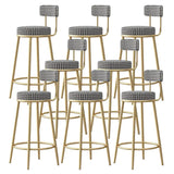 White Round Metal Footrest Upholstered Armless Bar Stool Image - 19