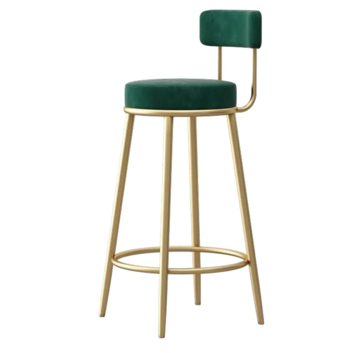 White Round Metal Footrest Upholstered Armless Bar Stool Image - 20