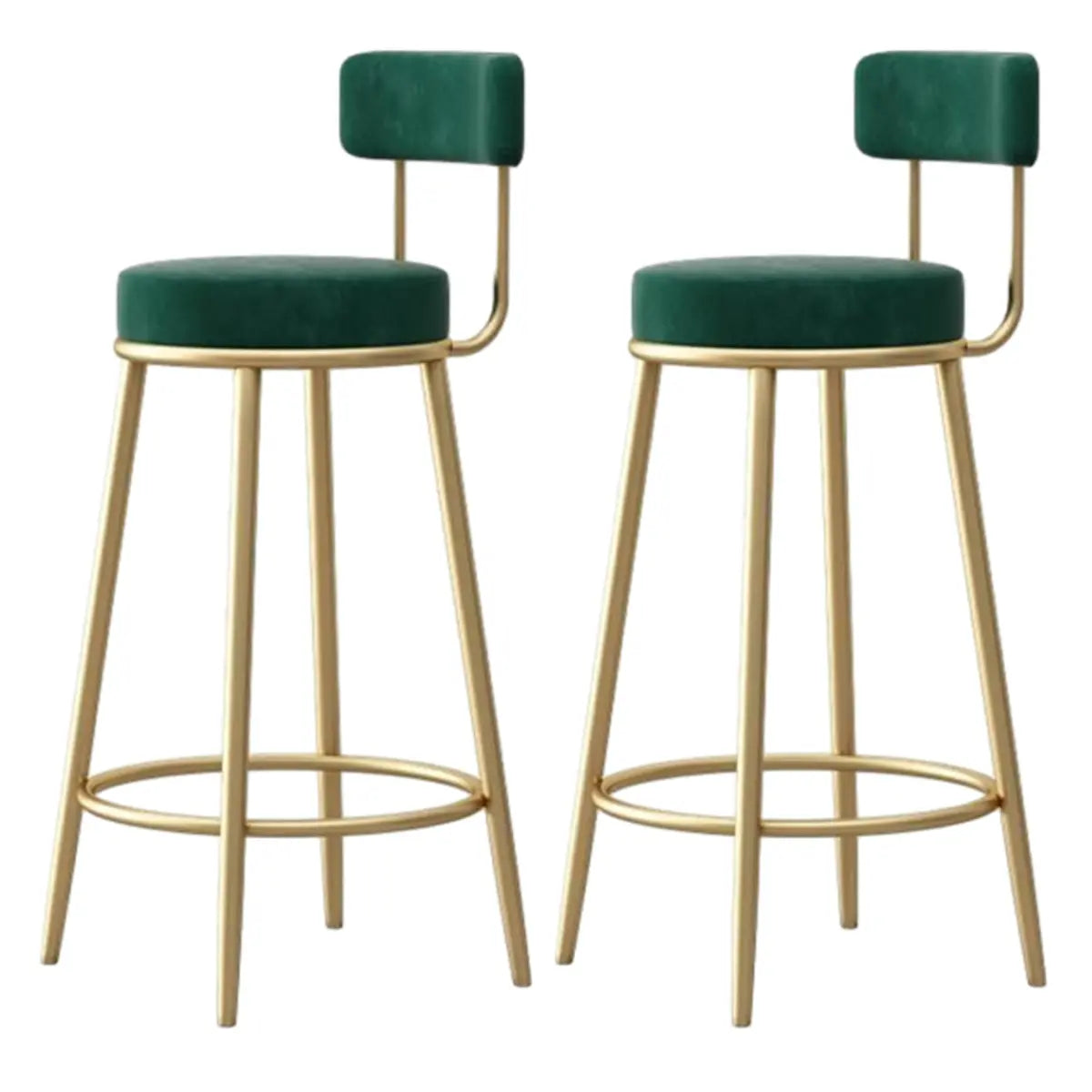 White Round Metal Footrest Upholstered Armless Bar Stool Image - 21