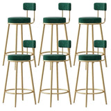 White Round Metal Footrest Upholstered Armless Bar Stool Image - 23