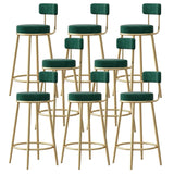 White Round Metal Footrest Upholstered Armless Bar Stool Image - 24