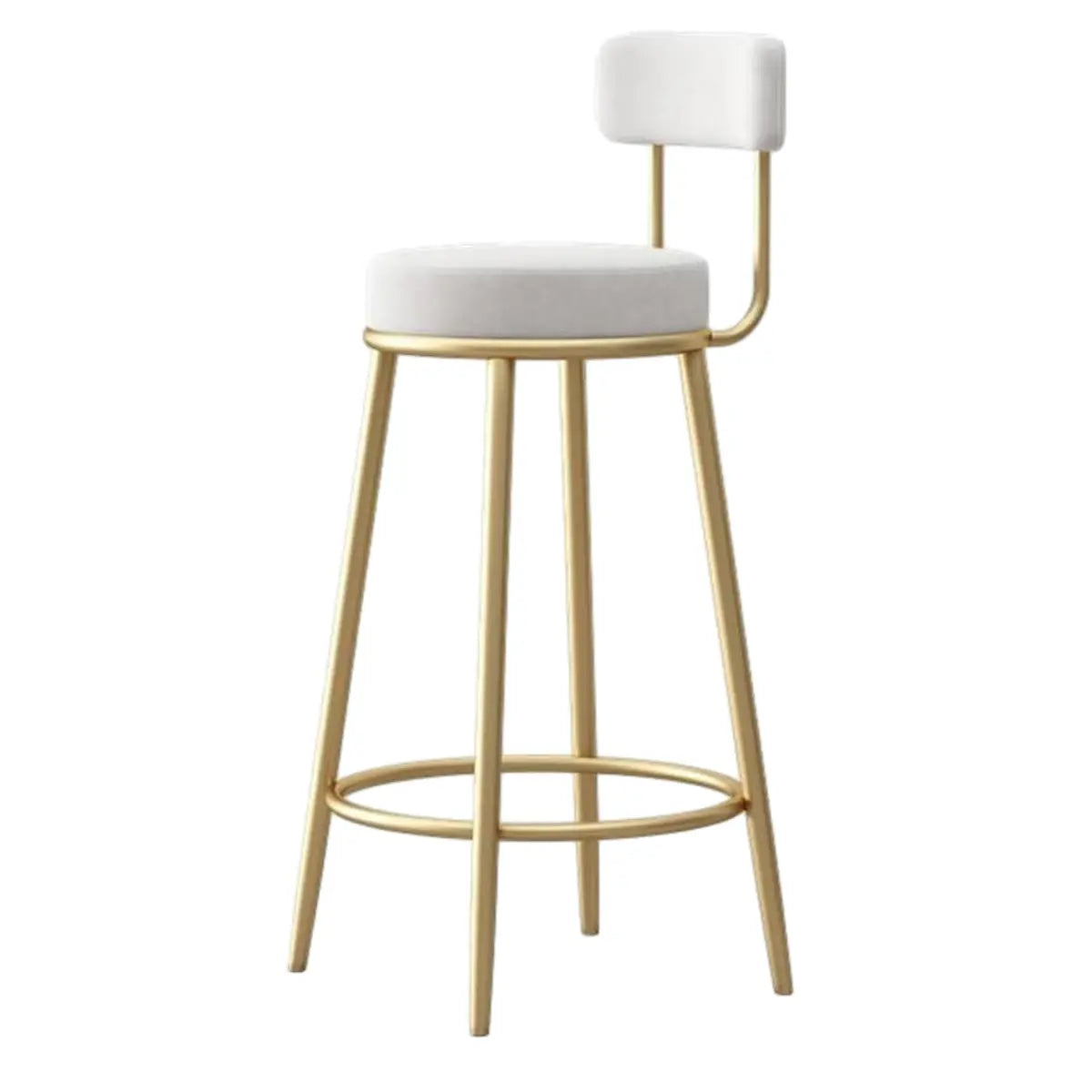 White Round Metal Footrest Upholstered Armless Bar Stool Image - 25