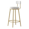 White Round Metal Footrest Upholstered Armless Bar Stool Image - 25