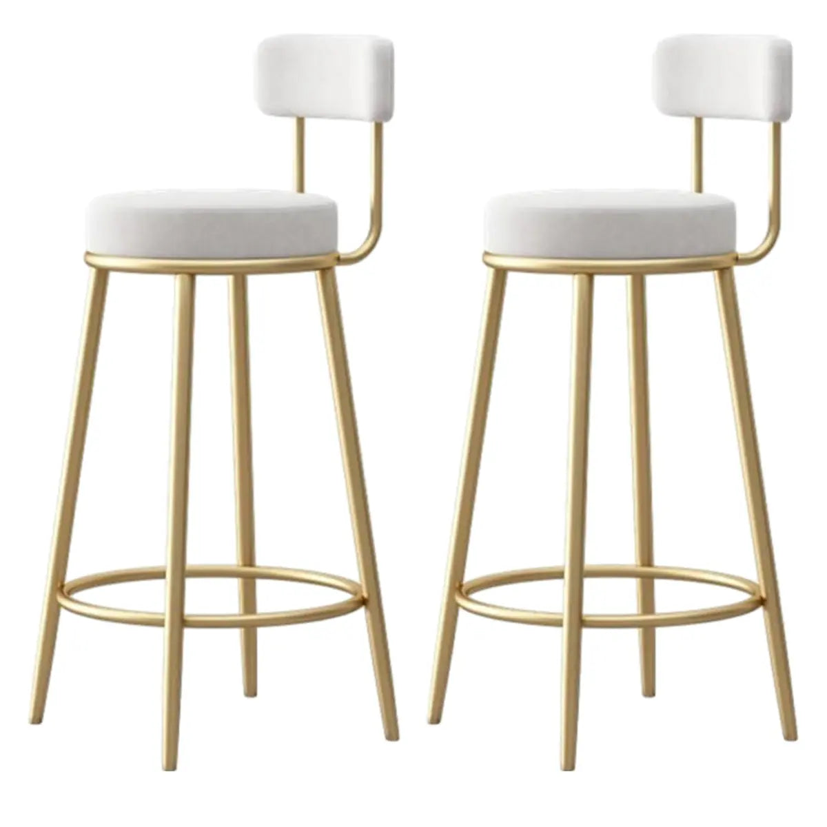 White Round Metal Footrest Upholstered Armless Bar Stool Image - 26