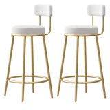 White Round Metal Footrest Upholstered Armless Bar Stool Image - 26