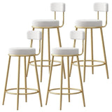 White Round Metal Footrest Upholstered Armless Bar Stool Image - 27