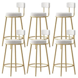 White Round Metal Footrest Upholstered Armless Bar Stool Image - 28