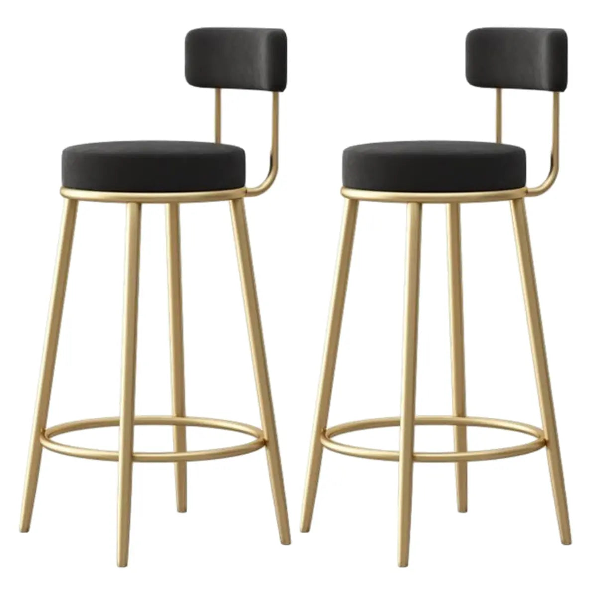 White Round Metal Footrest Upholstered Armless Bar Stool Image - 3