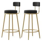 White Round Metal Footrest Upholstered Armless Bar Stool Image - 3