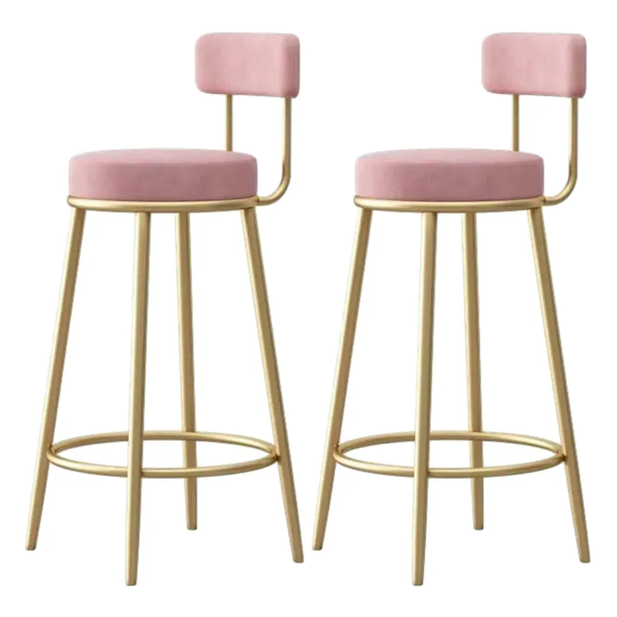 White Round Metal Footrest Upholstered Armless Bar Stool Image - 31