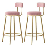 White Round Metal Footrest Upholstered Armless Bar Stool Image - 31