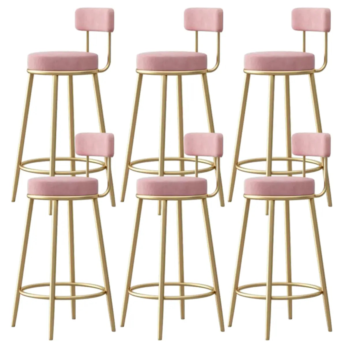 White Round Metal Footrest Upholstered Armless Bar Stool Image - 33