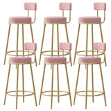 White Round Metal Footrest Upholstered Armless Bar Stool Image - 33