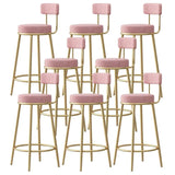 White Round Metal Footrest Upholstered Armless Bar Stool Image - 34