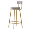 White Round Metal Footrest Upholstered Armless Bar Stool Image - 35