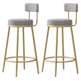 White Round Metal Footrest Upholstered Armless Bar Stool Image - 36