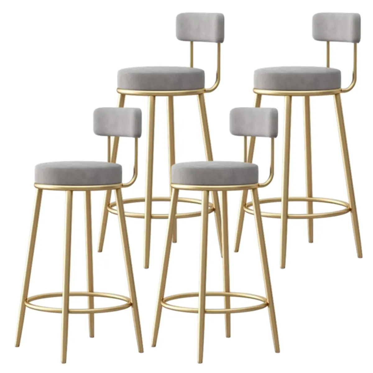 White Round Metal Footrest Upholstered Armless Bar Stool Image - 37