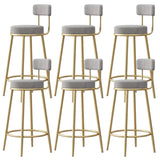 White Round Metal Footrest Upholstered Armless Bar Stool Image - 38