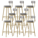 White Round Metal Footrest Upholstered Armless Bar Stool Image - 39