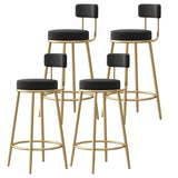 White Round Metal Footrest Upholstered Armless Bar Stool Image - 6