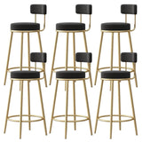 White Round Metal Footrest Upholstered Armless Bar Stool Image - 8