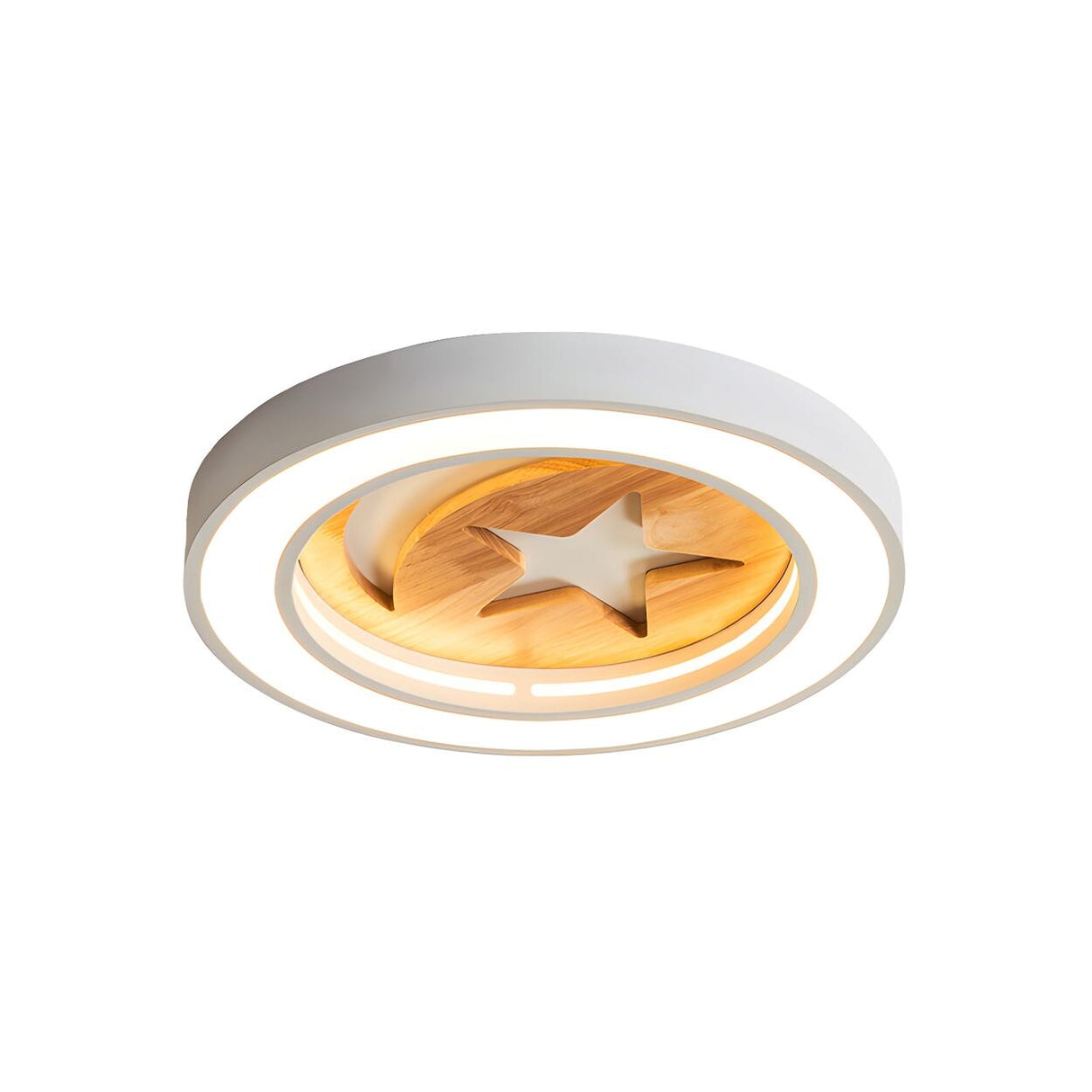 White Round Moon Star Small LED Flush Mount Light Image - 3