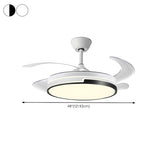 White Round Retractable Ceiling Fan with LED Light Image - 16