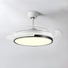 White Round Retractable Ceiling Fan with LED Light Image - 2