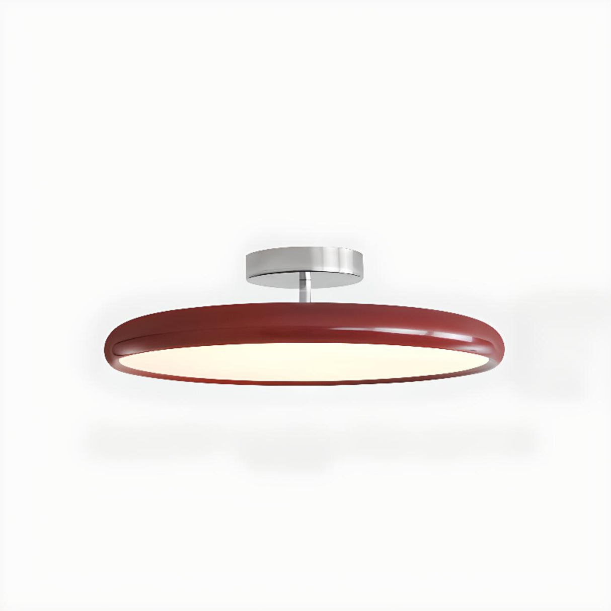 White Round Semi-Flush Mount Ceiling Light Bedroom Image - 10