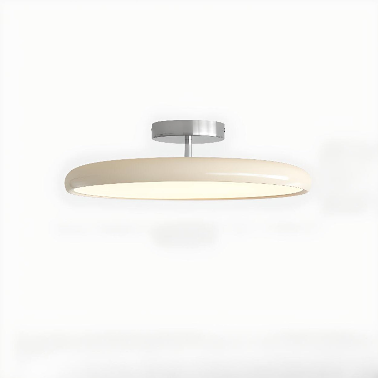 White Round Semi-Flush Mount Ceiling Light Bedroom Image - 8