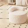 White Round Sherpa Stool Sponge Mini Storage Ottoman Image - 12