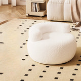 White Round Sherpa Stool Sponge Mini Storage Ottoman Image - 16