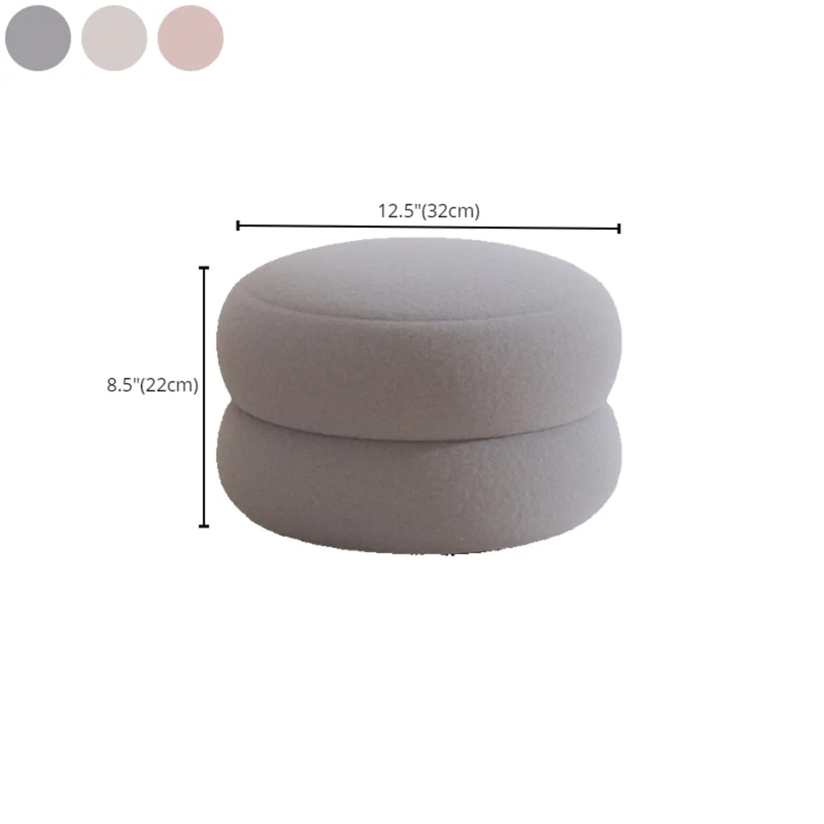 White Round Sherpa Stool Sponge Mini Storage Ottoman Image - 21