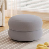 White Round Sherpa Stool Sponge Mini Storage Ottoman Image - 4