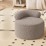 White Round Sherpa Stool Sponge Mini Storage Ottoman Image - 5