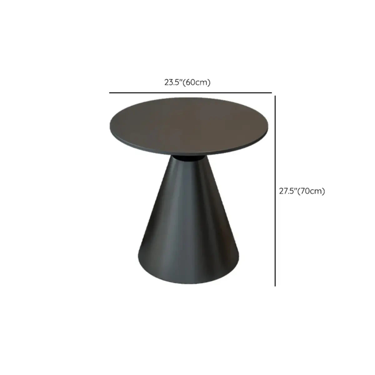 White Round Sintered Stone and Steel Pedestal Side Table Image - 19