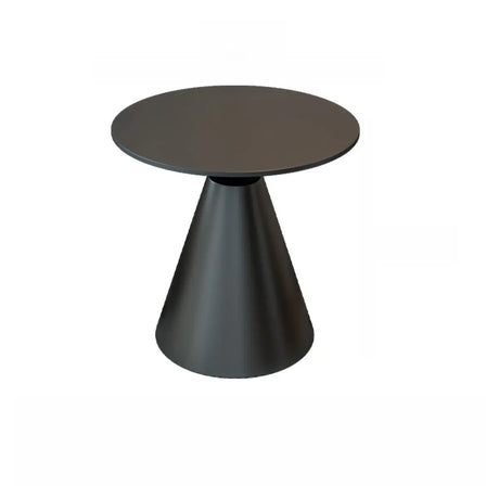 White Round Sintered Stone and Steel Pedestal Side Table Image - 2