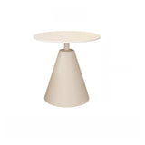 White Round Sintered Stone and Steel Pedestal Side Table Image - 5