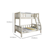 White Rubberwood Bunk Bed with Guardrail and Mattress #size