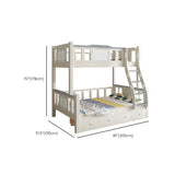 White Rubberwood Bunk Bed with Guardrail and Mattress Image - 14