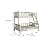 White Rubberwood Bunk Bed with Guardrail and Mattress Image - 16