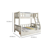 White Rubberwood Bunk Bed with Guardrail and Mattress Image - 20