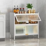 White Rust Resistant Steel Baker's Rack with Cabinet Image - 2