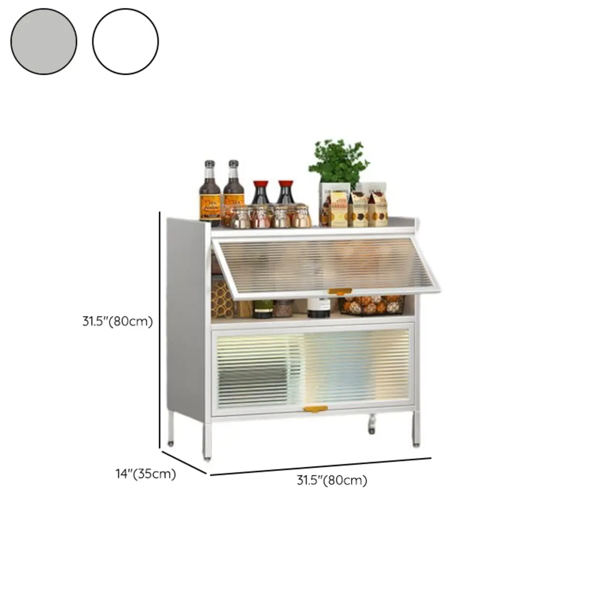 White Rust Resistant Steel Baker's Rack with Cabinet Image - 25